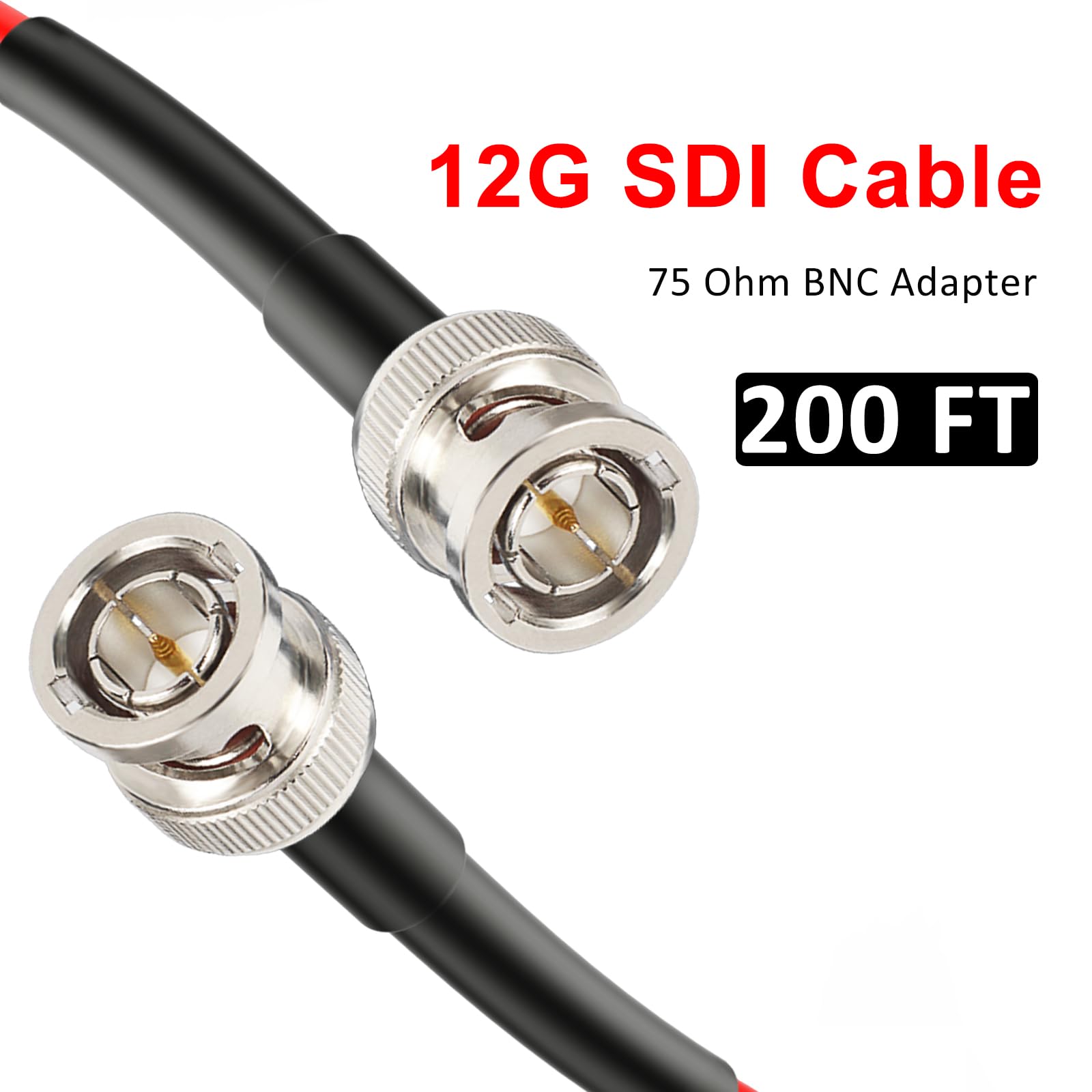 Xrds  Rf 12G Sdi Cable 200Ft, Sdi Video Cable 3G/6G/12G 75Ohm Rg6 Bnc Cable Supports Hd Sdi/3G/6G Sdi/4K For Video Security Came