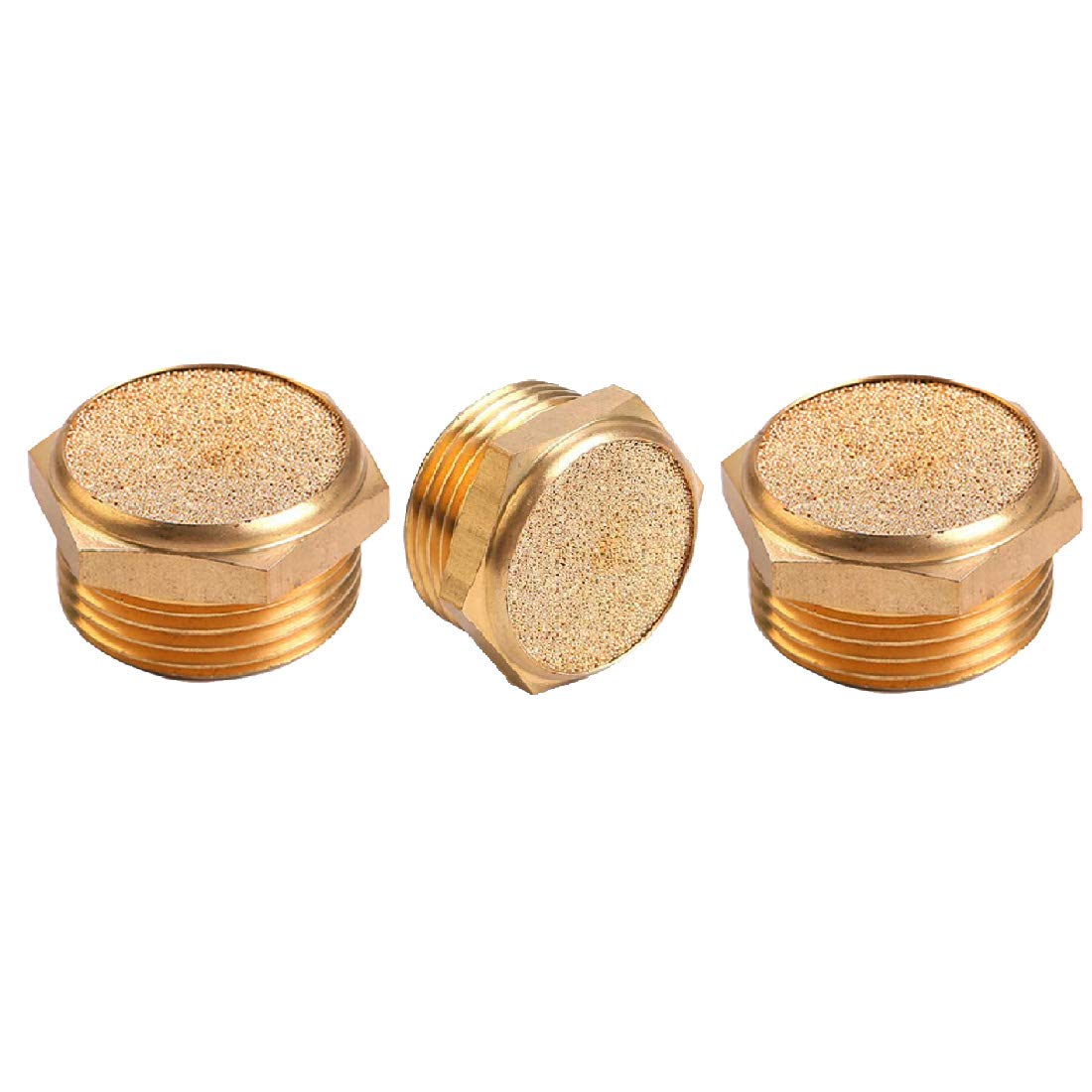 Beduan Sintered Bronze Pneumatic Exhaust Muffler, 3/8'' Npt Male Air Silencer Fitting (Pack Of 3)