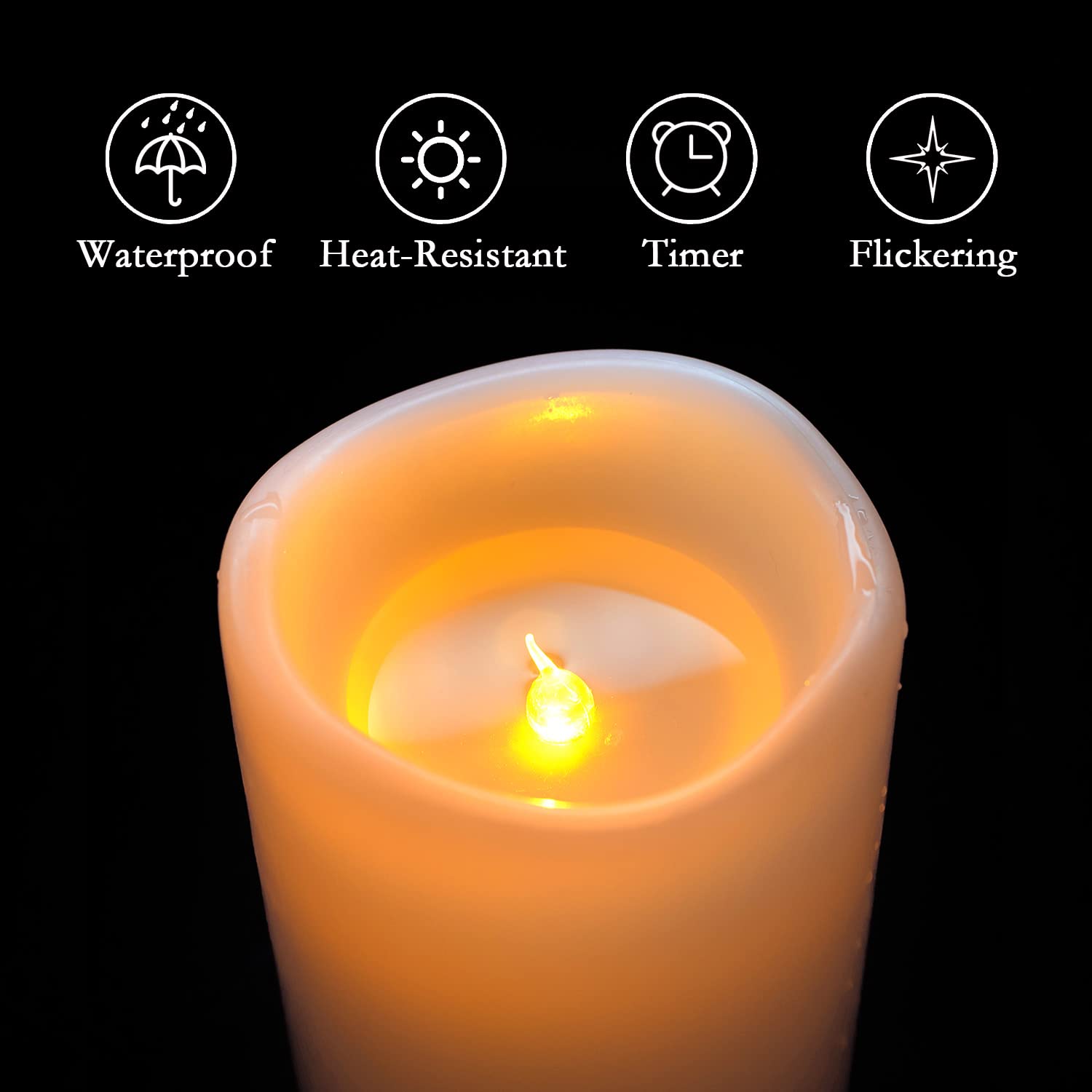 Homemory 8'' X 4'' Large Waterproof Outdoor Flameless Candles With Remote Control And Timer, Battery Operated Flickering Led Pil