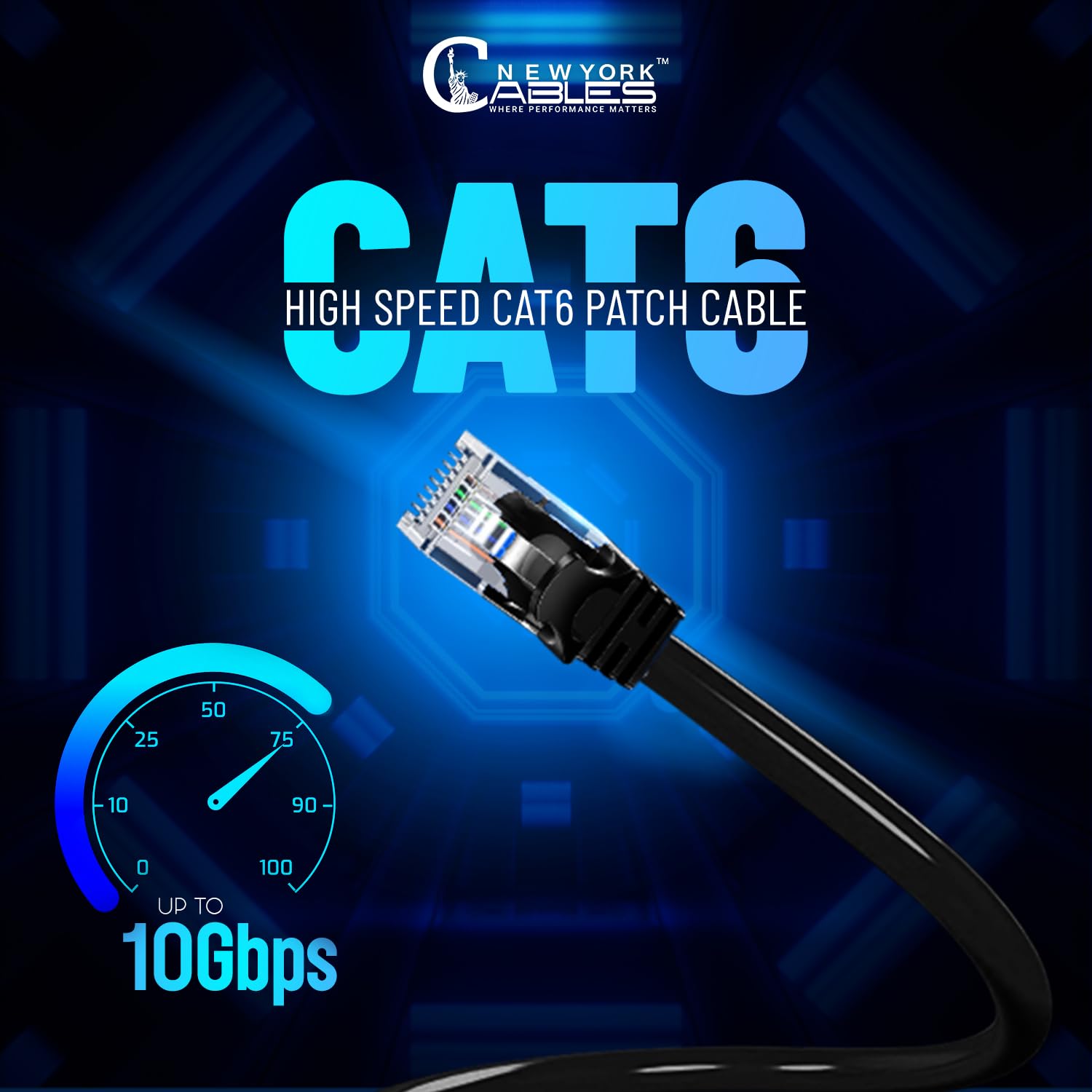 Newyork Cables Cat6 Ethernet Patch Cable 3Ft (10 Pack), Snagless Cat6 Patch Cables For Data Centers, 10Gbps, 550Mhz Ethernet Cord, Bare Copper Network Patch Cables For Home And Enterprise  Black