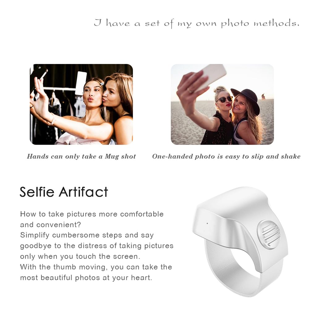Recharging Bluetooth 5.1 Smart Ring Selfie Remote Control For Iphone & Android Wireless Remote Control Selfie Shutter For Photog