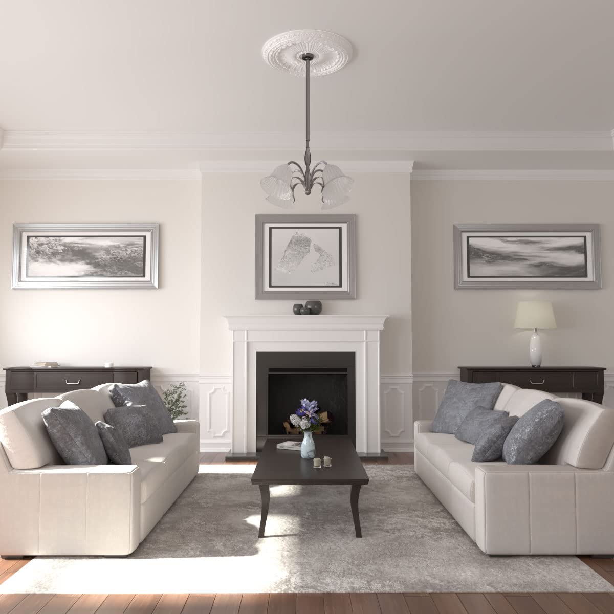 Ekena Millwork Cm35Vi Viceroy Ceiling Medallion, 35 1/8''Od X 4 7/8''Id X 2 1/2''P, Factory Primed
