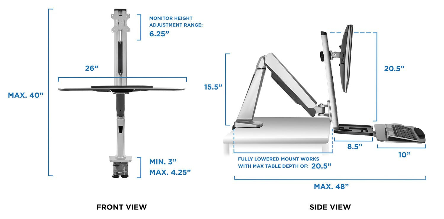 Mount It! Sit Stand Workstation for Single Monitor and Keyboard   Height Adjustable Standing Desk Mount with Monitor Mount and Keyboard Tray