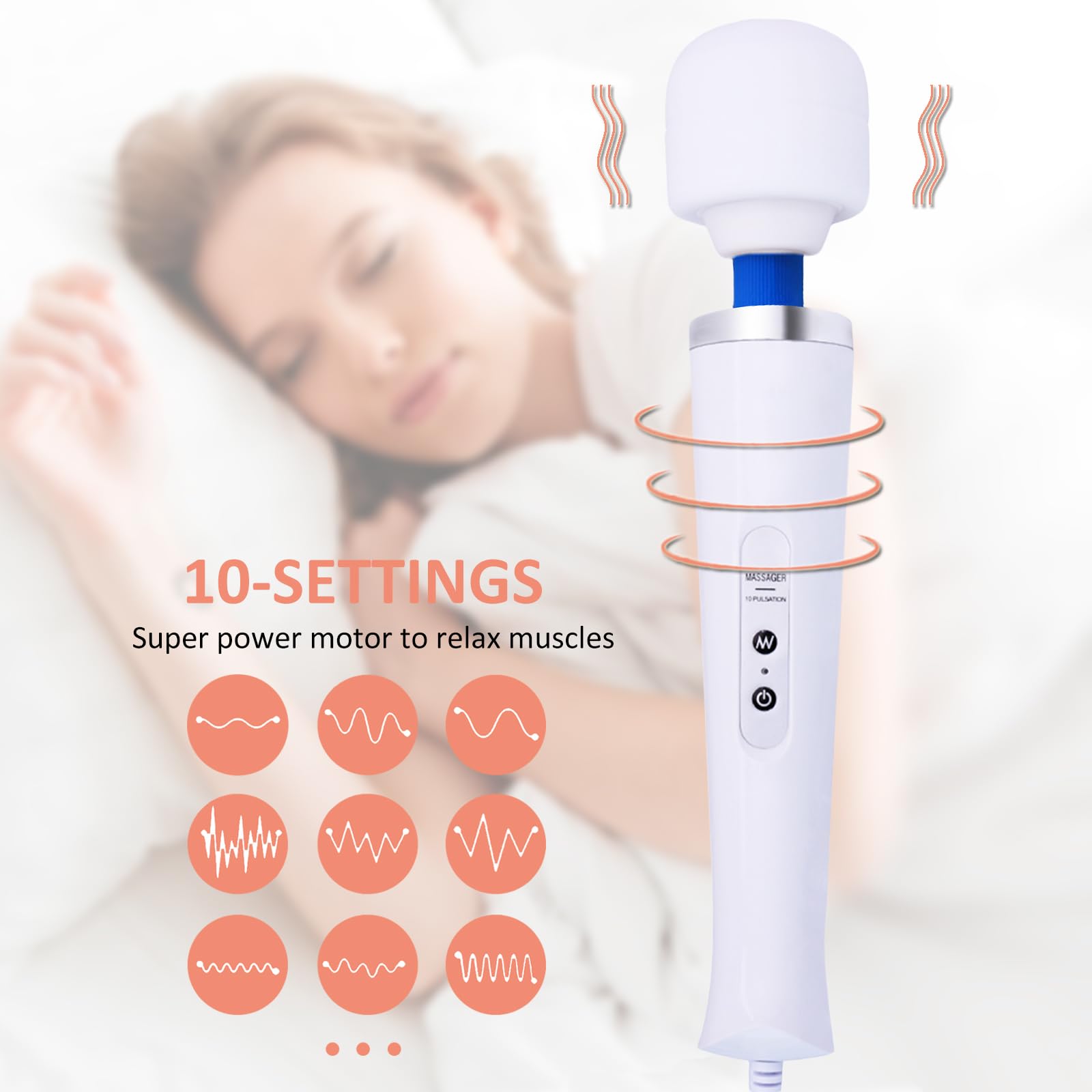Vzvjtr Electric Muscle Massager, Handheld Relaxation Tool, Body Muscle Deep Tissue Massage For Neck Back Shoulder Foot (White)