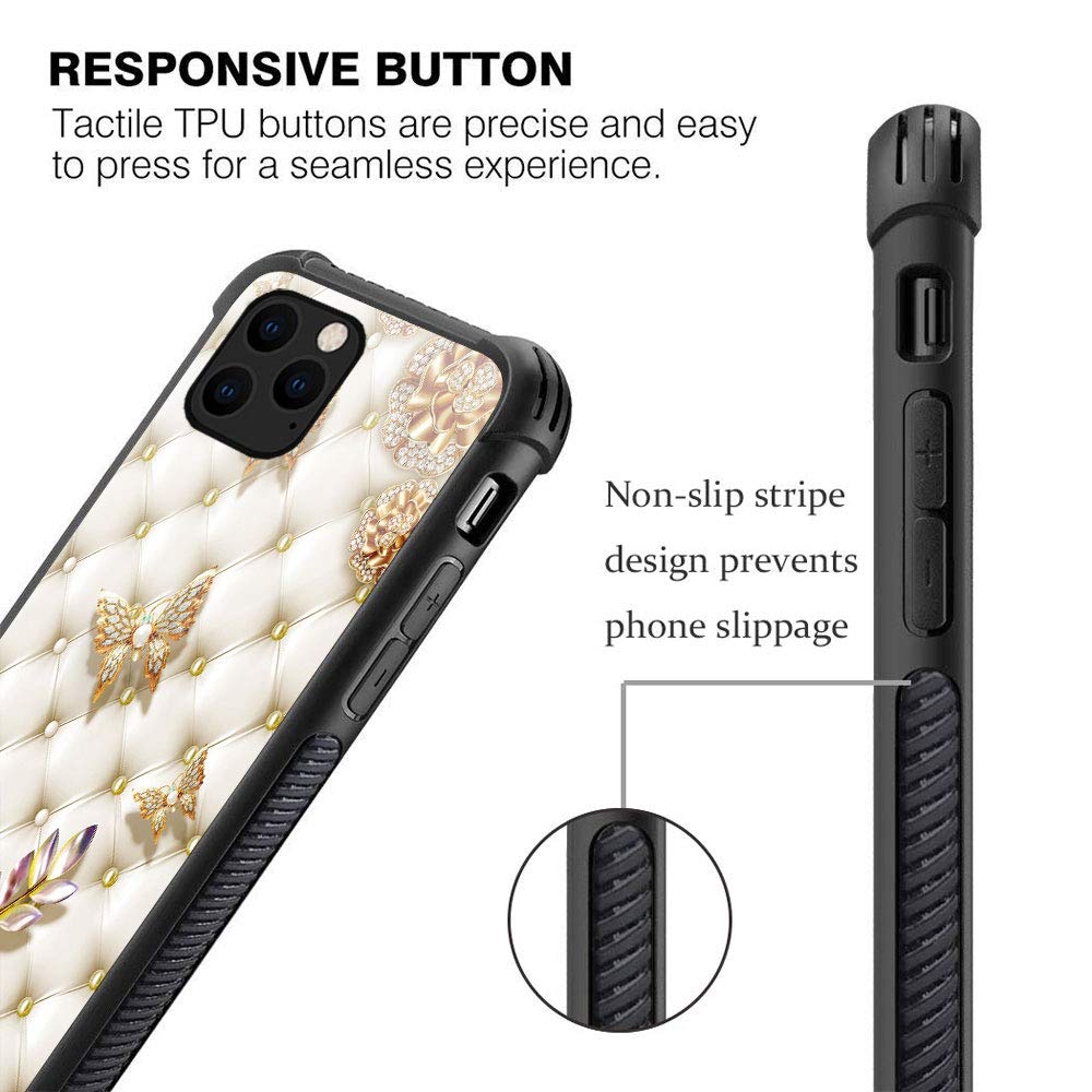 Zhegailian Case Compatible With Iphone 12,Diamond Butterfly Case For Iphone 12 Pro For Girls Women,Pattern Design Anti Scratch O