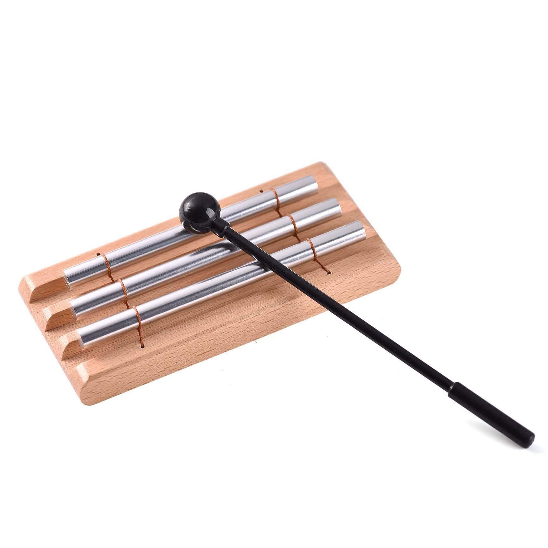 Three Tone Meditation Chime, Trio Hand Chime Bell Percussion Instrument For Yoga, And Teachers Classroom Management