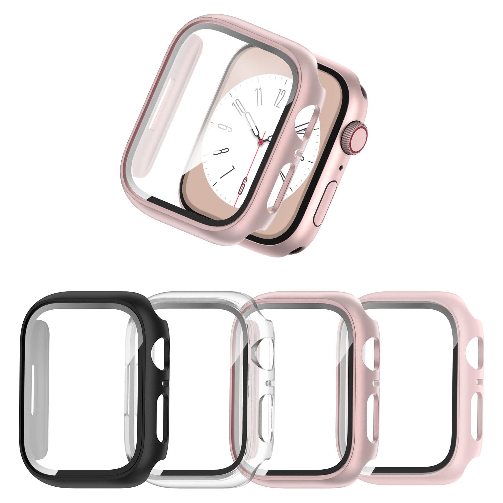 Commuter [4 Pack] For Apple Watch Se (2023)/Se/6/5/4 Screen Protector 44Mm, Hard Pc Ultra Thin Cover Built In Tempered Glass Fil
