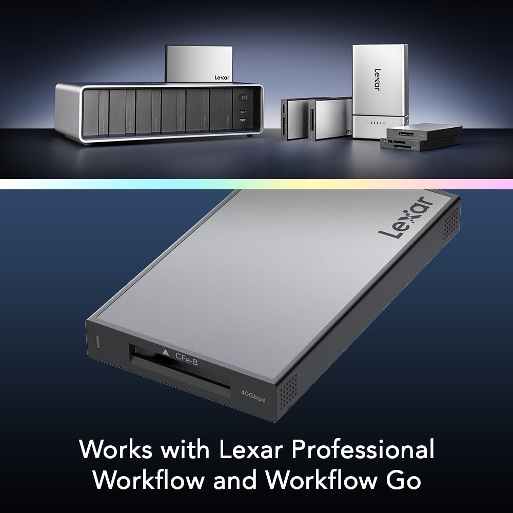 Lexar Professional Workflow Cfexpress 4.0 Type B Card Reader, Pairs With Lexar Professional Workflow, Usb C To Usb A Adapter, Co