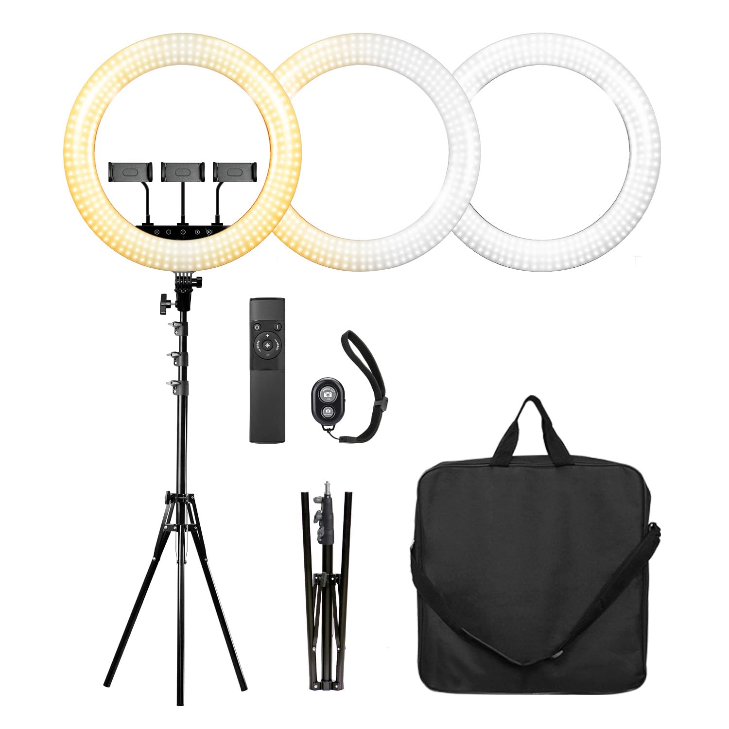 Limostudio 18 In Led Ring Light With Wireless Remote Control, Three Phone Holder, 2700 5500K Color Temperature For Vlog, Makeup,