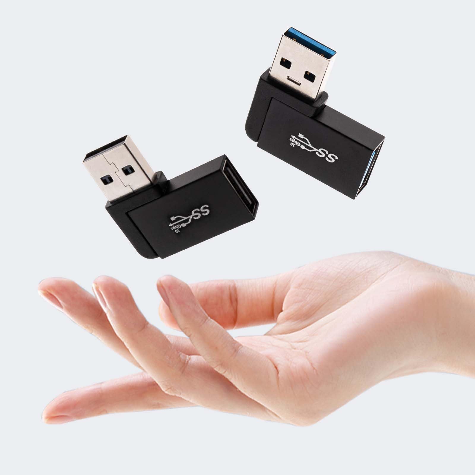 Leehitech Usb 3.0 90 Degree Left Right Angle Usb A Male To Female Adapter Extender Connector, Usb Extension Adapter 2 Pcs For La