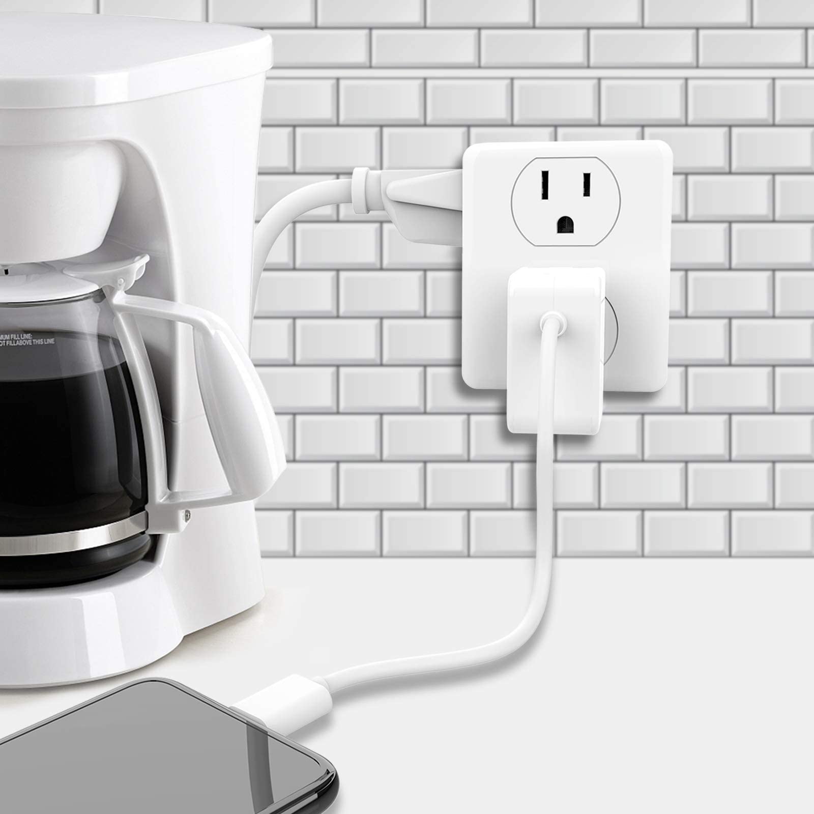 Outlet Extender, Hicity Multi Plug Outlet With 6 Electrical Outlets Adapter, 3 Prong Wall Outlet Tap For Cruise Ship Home Office