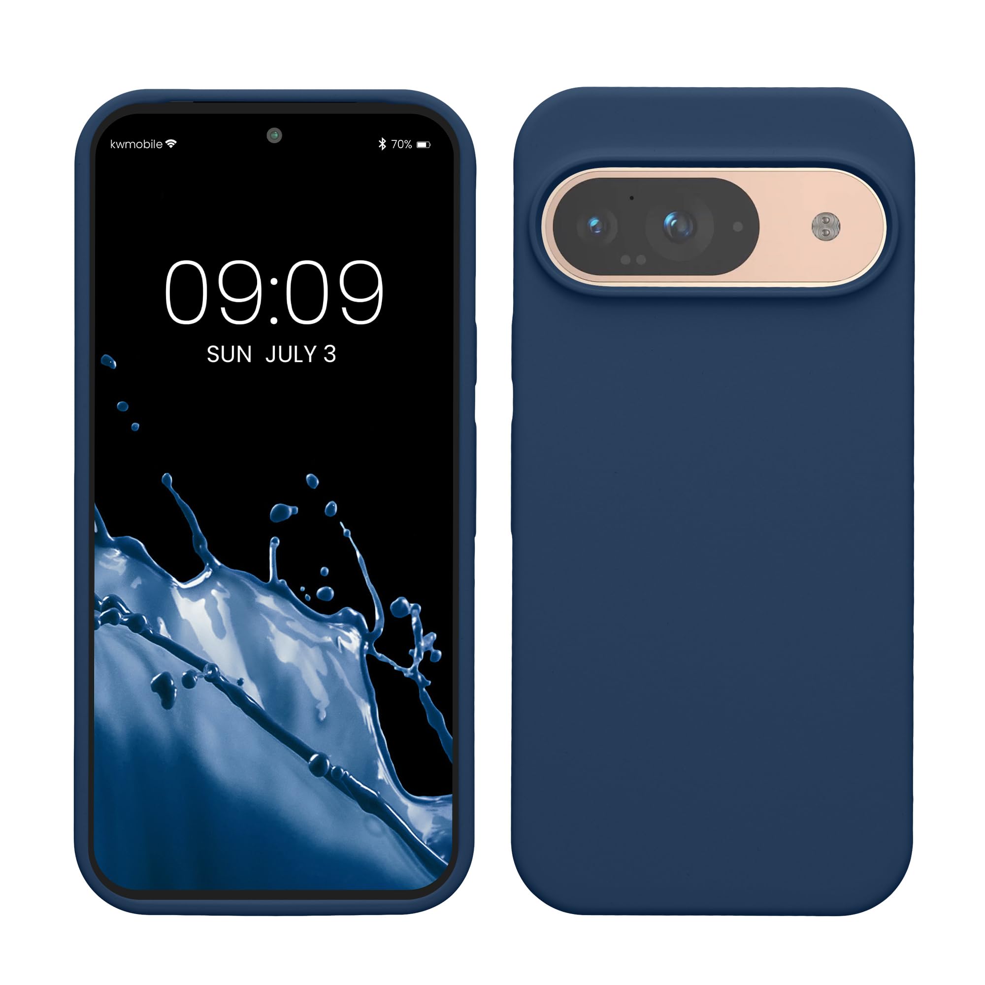 kwmobile Case Compatible with Google Pixel 9 / Pixel 9 Pro Case - TPU Silicone Phone Cover with Soft Finish - Navy Blue