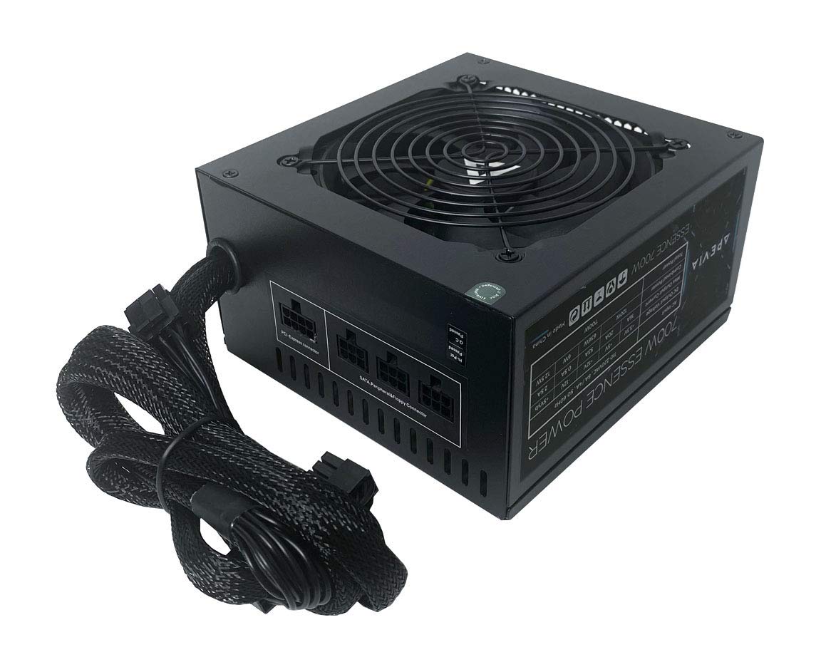Apevia Atx Es700W Essence 700W Atx Semi Modular Gaming Power Supply With Auto Thermally Controlled 120Mm Black Fan, 115/230V Swi