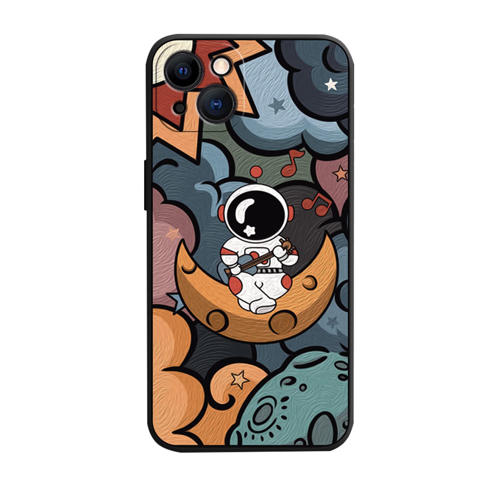 Yonds Queen Compatible With Iphone 11 Cute Case, Cool Cartoon Astronaut Moon Space Painting Design Stylish Soft Tpu Bumper Shock