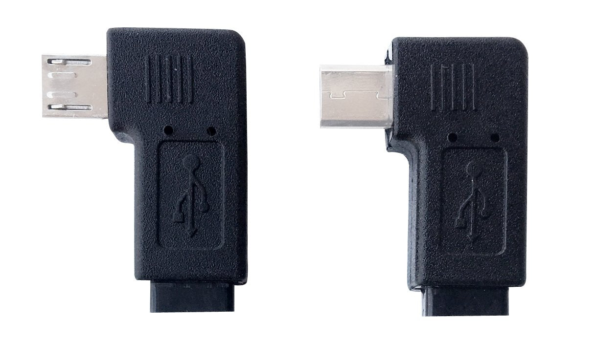 Posdou 1 Pair Right Left 90 Degree Angle Micro Usb Male To Micro Usb Female Adapter