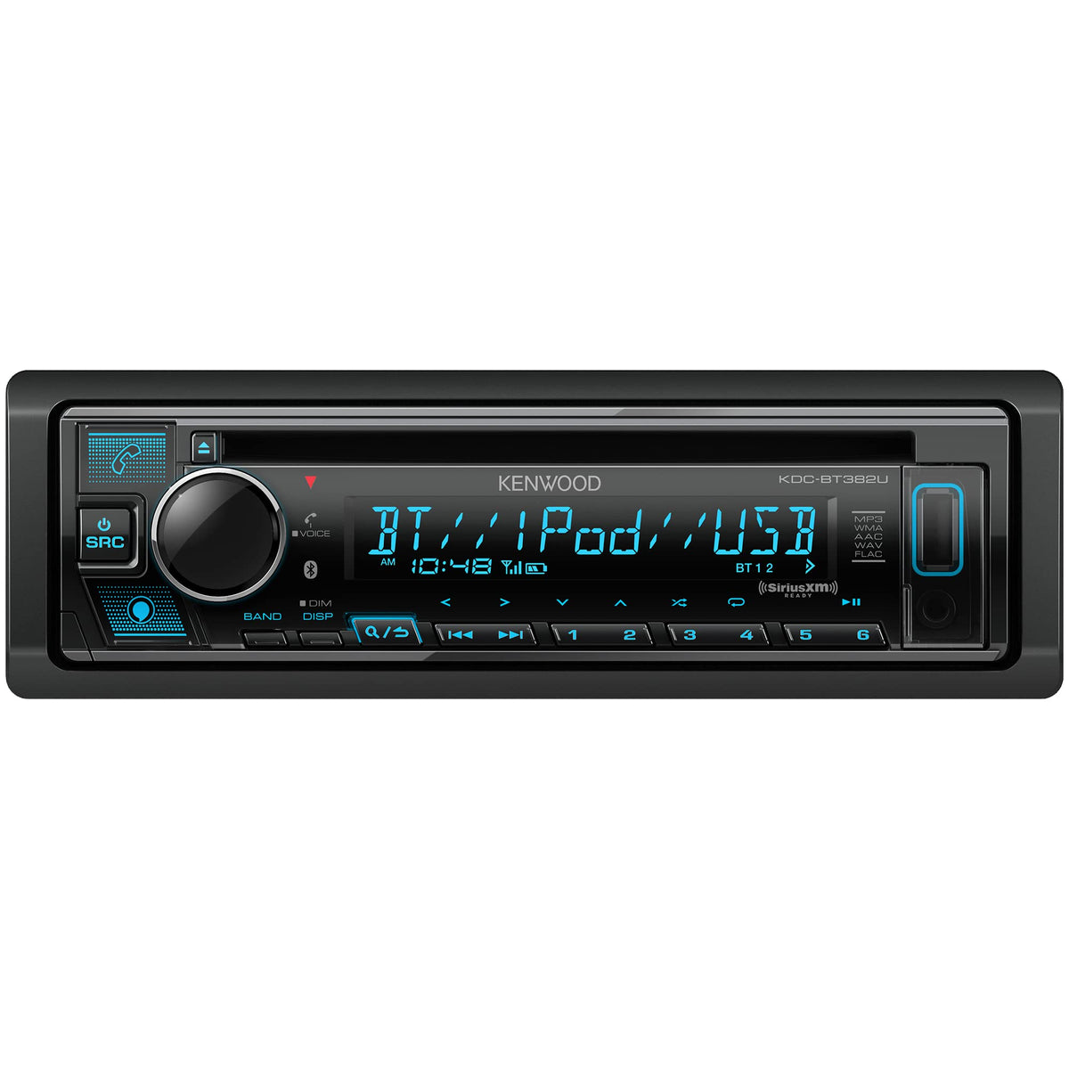 Kenwood Kdc Bt382U Cd Car Stereo Receiver With Bluetooth, Am/Fm Radio, Variable Color Display, Front High Power Usb, Alexa Built