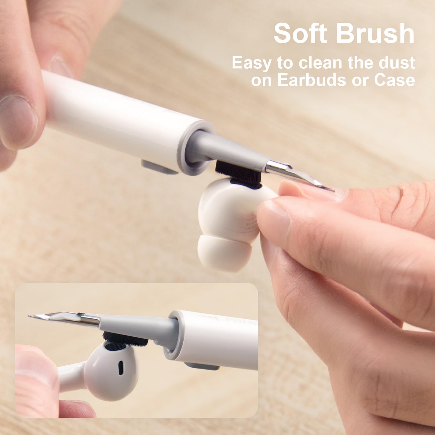 Auhope Cleaner Kit For Airpods Pro 1 2 3 Earbuds, Cleaning Kit With Soft Brush Flocking Sponge Tool For Bluetooth Earphones Head