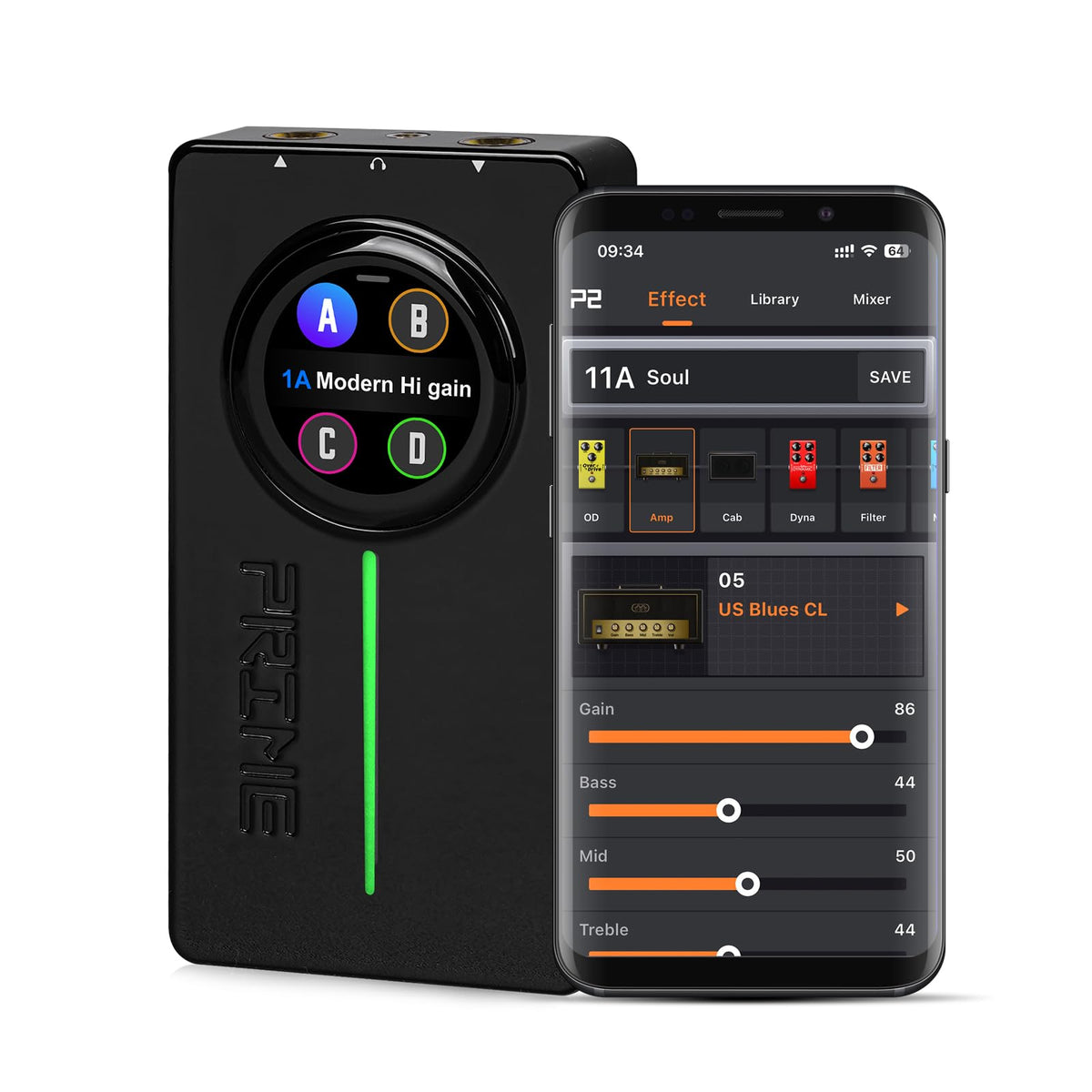 Mooer P2 Multi Effects Pedal Processor, Stereo Electric Guitar Bass Guitar Pedals With Amp Midi Looper Drum Machine Otg Touch Screen For Performance Practice