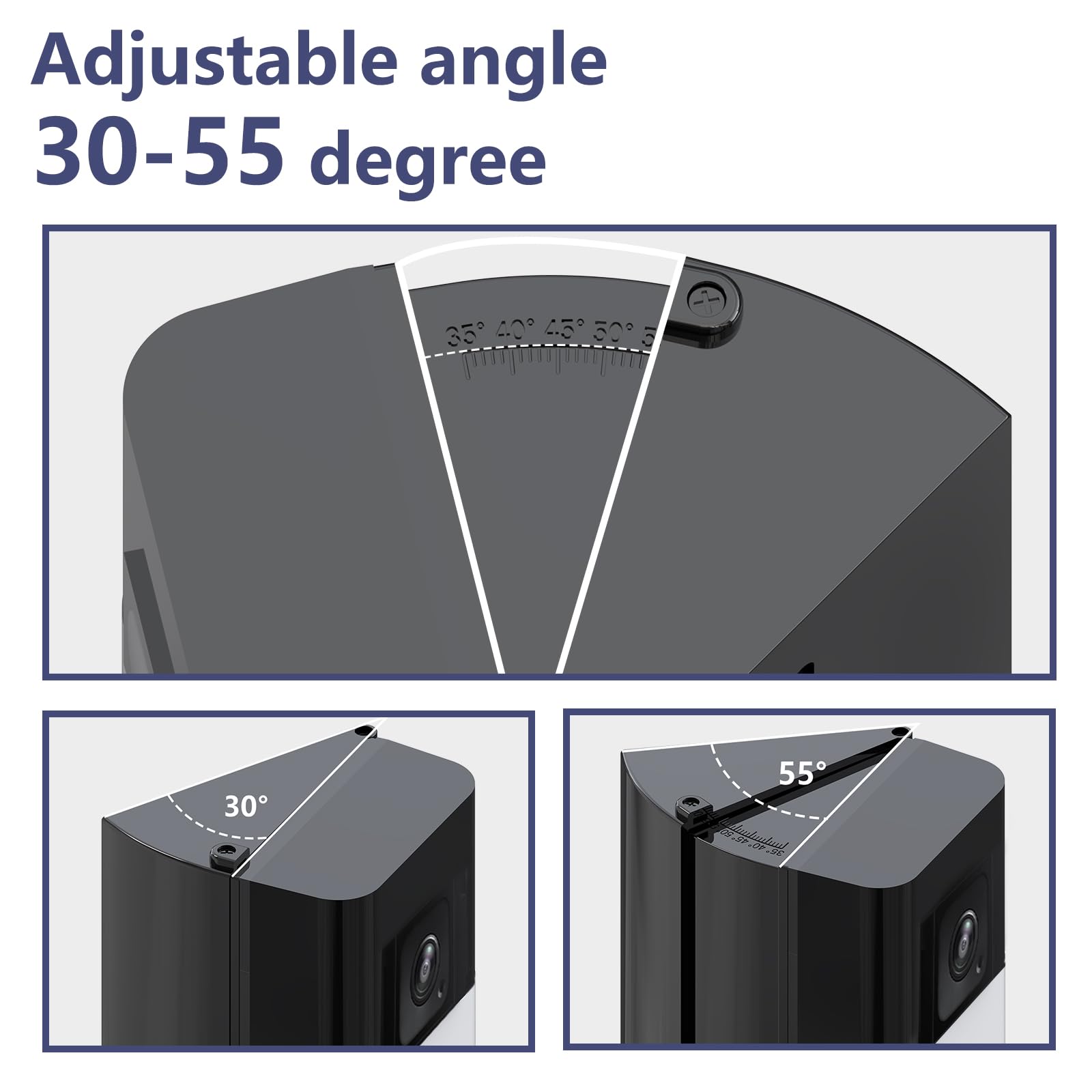 Video Doorbell Camera Angle Mount Compatible With Battery Doorbell Plus, Adjustable (30 To 55 Degree) Doorbell Wedge Bracket For