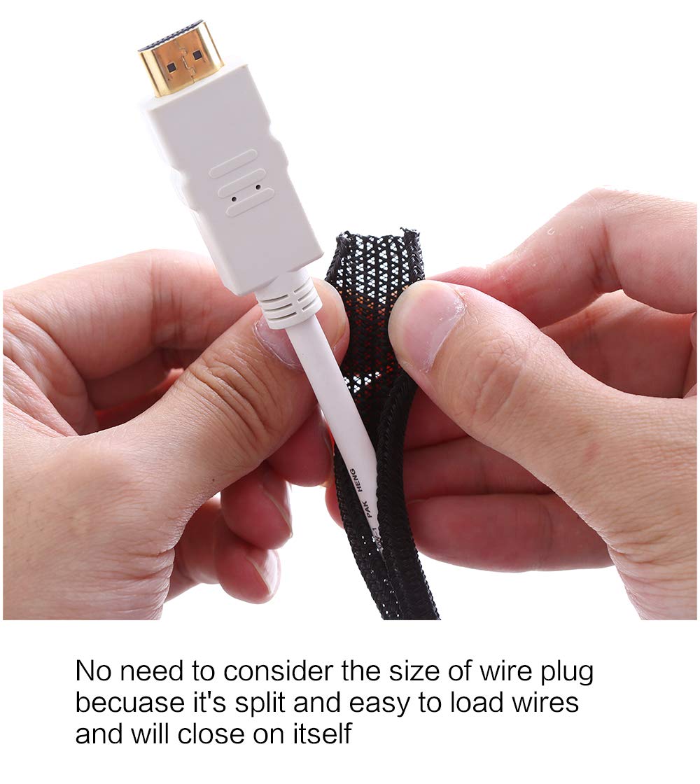 Alex Tech 10Ft   14 Inch Cord Protector Wire Loom Tubing Cable Sleeve Split Sleeving For Usb Power Audio Video   Protect Cat Fro