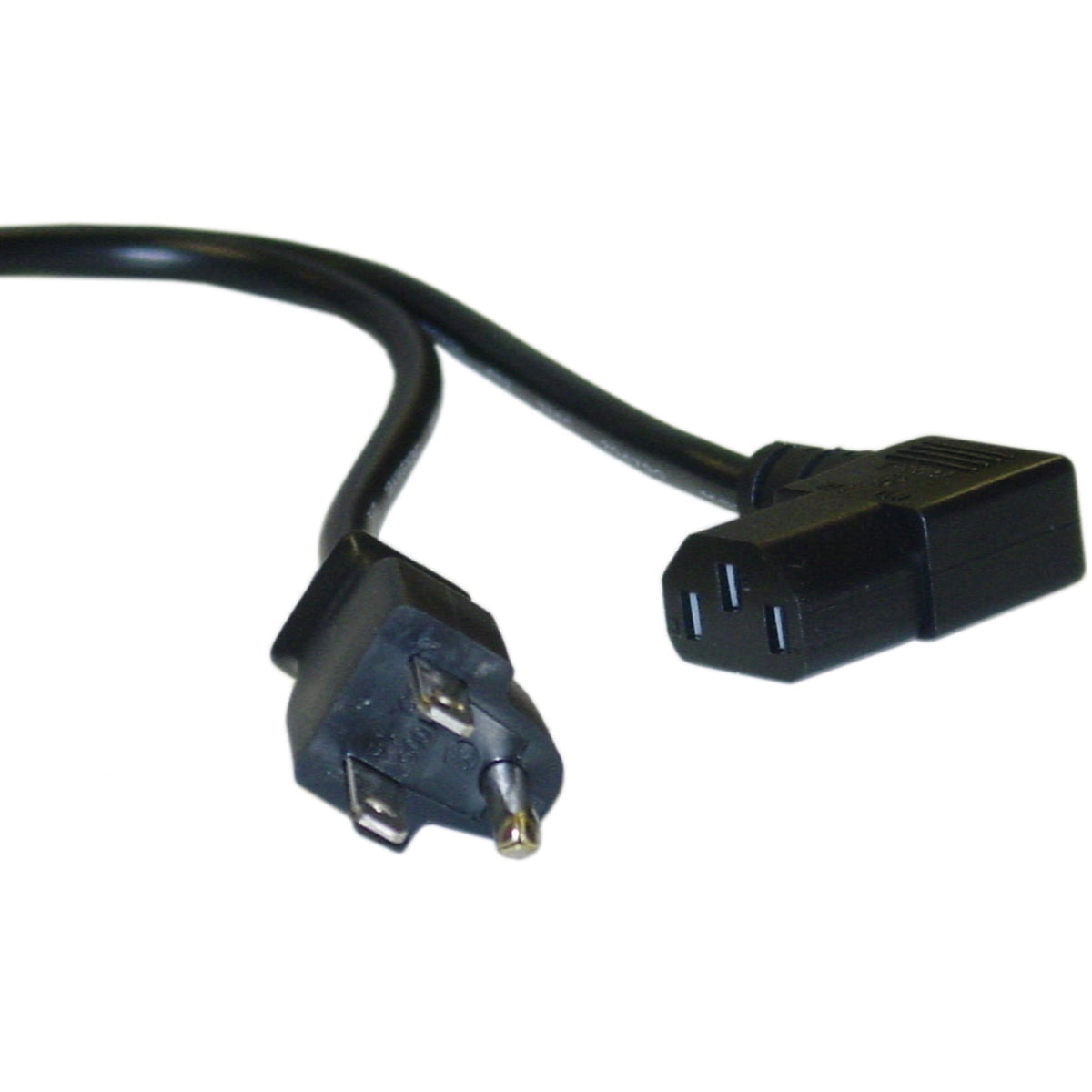 Right Angle Computer/Monitor Power Cord, Black, NEMA 5 15P to Right Angle C13,10 Amp, 18 AWG, 6 Foot