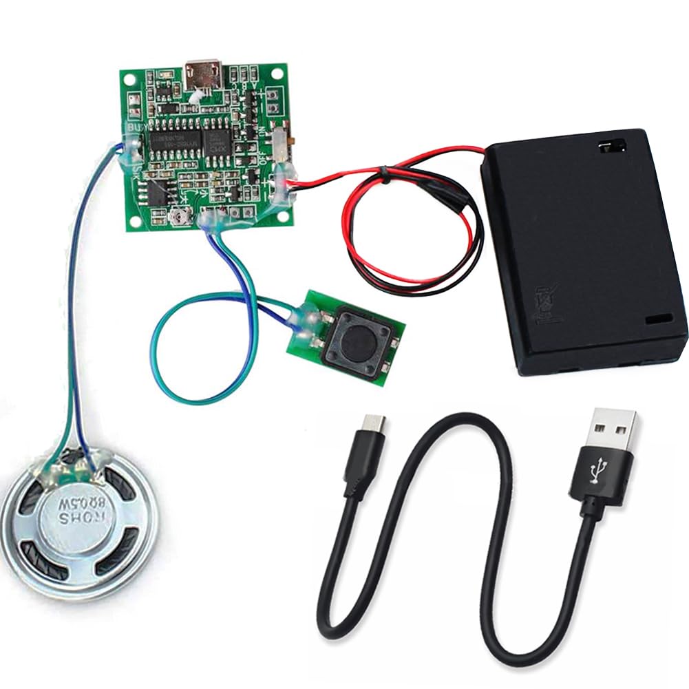 Stemedu 8Mb Sound Recordable Module Button Control Programmable Voice Chip, Mp3 Music Player Kit, Usb Downloadable Musical Board For Diy Audio Stuffed Animal Toys Greeting Card Music Box