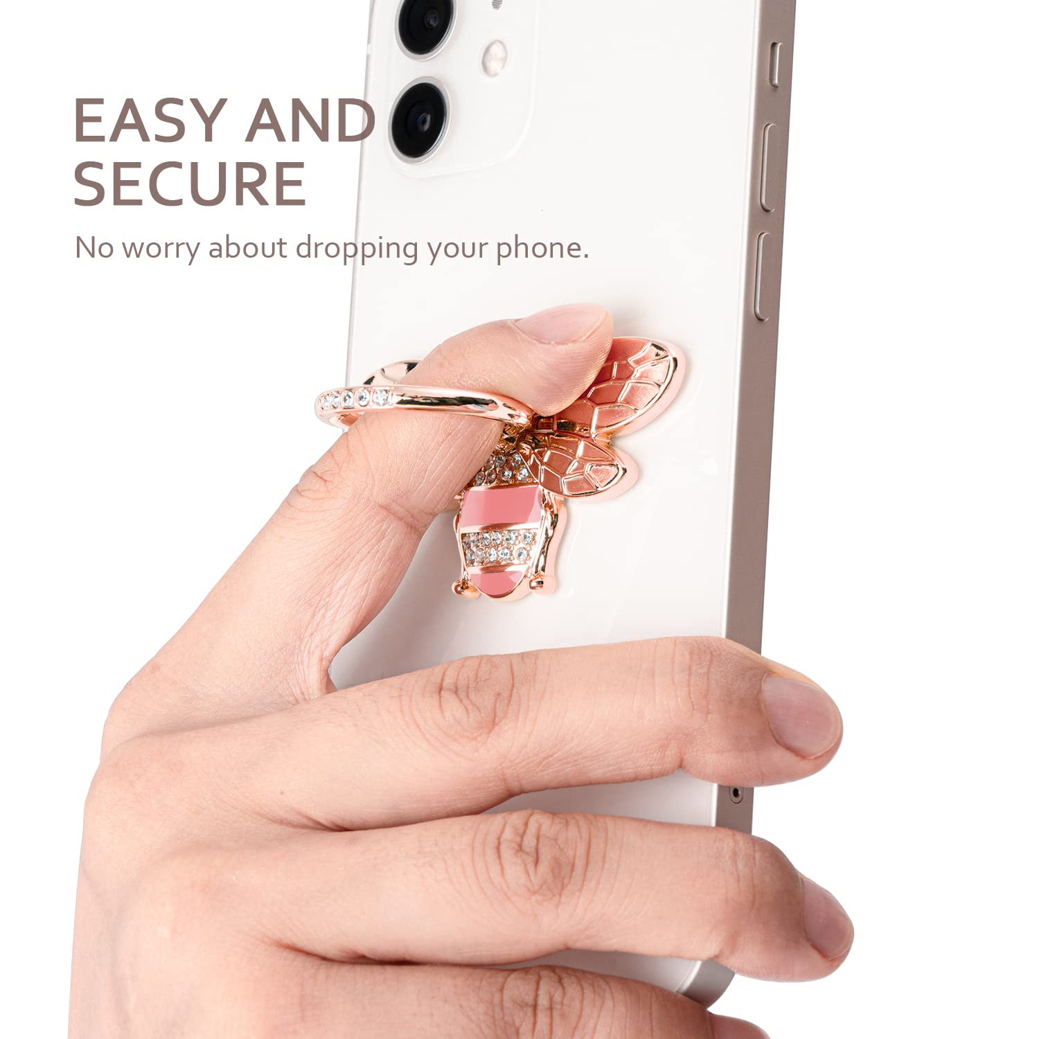 Allengel Cute Bee Phone Ring Grip Holder, Bling Phone Ring Holder Finger Kickstand Grip Compatible With Iphone And Android Phone