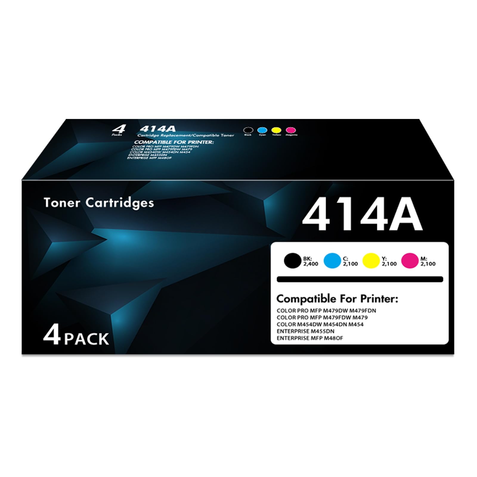 WOWTONER 414A Toner Cartridges 4 Pack MFP M479fdw (with Chip)| Replacement for 414A 414X Works for Color Pro M479fdn M454dw M454