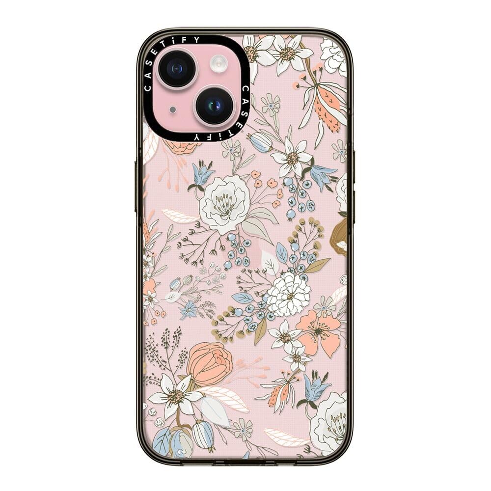 Casetify Compact Case For Iphone 15 [2X Military Grade Drop Tested / 4Ft Drop Protection]   Abstract Modern Coral White Pastel R