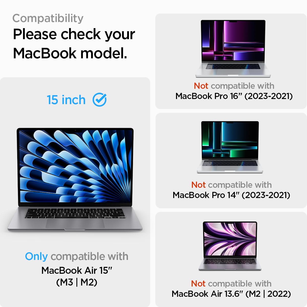 Spigen Tempered Glass Screen Protector [Glas.Tr Slim] Designed For Macbook Air 15 Inch M4 / M3 / M2 (2025/2024 / 2023)   1 Pack