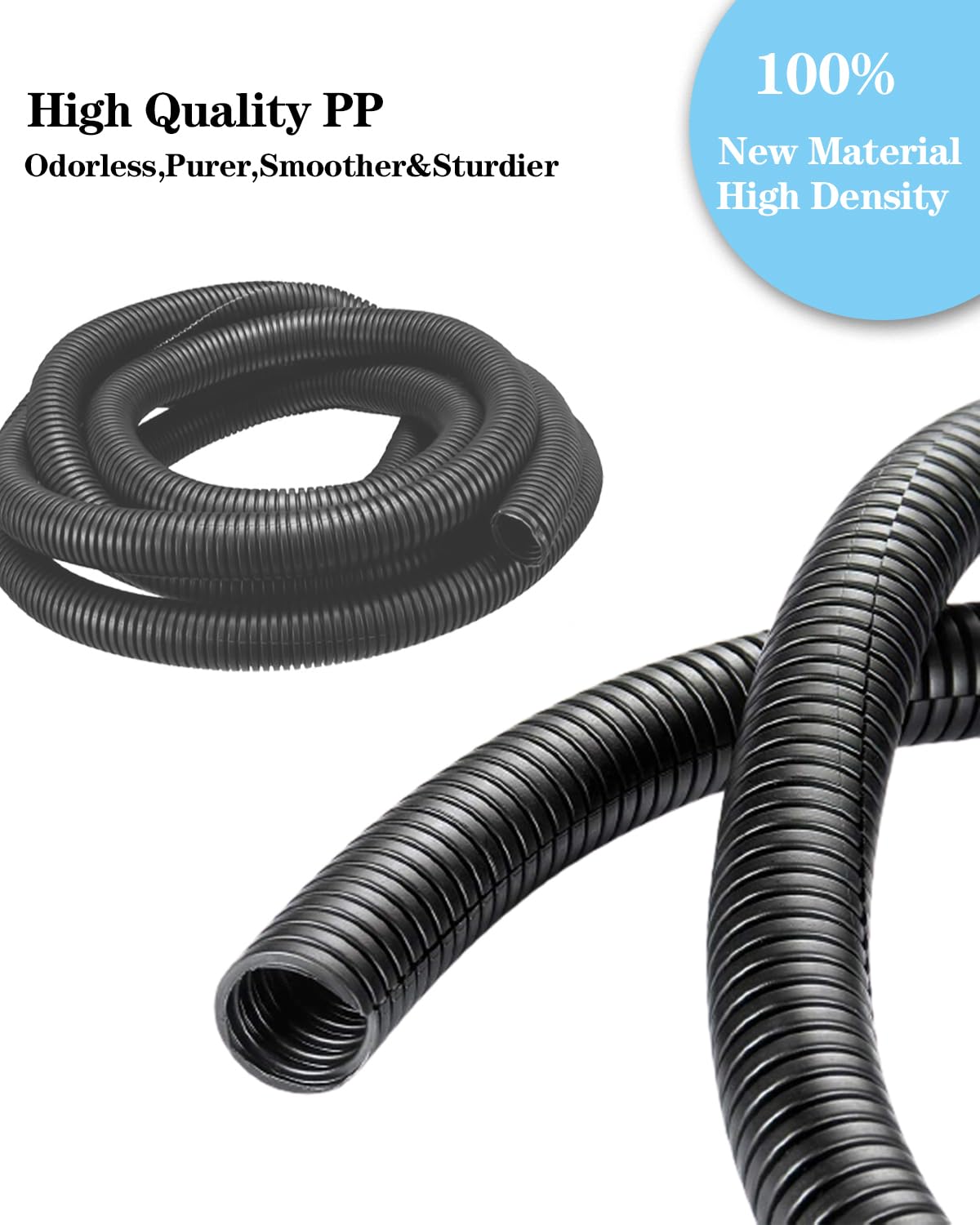 HSWC-TERMINAL 1/4 Inch Split Wire Loom Tubing Cord Protector Polyethylene Black 33 ft