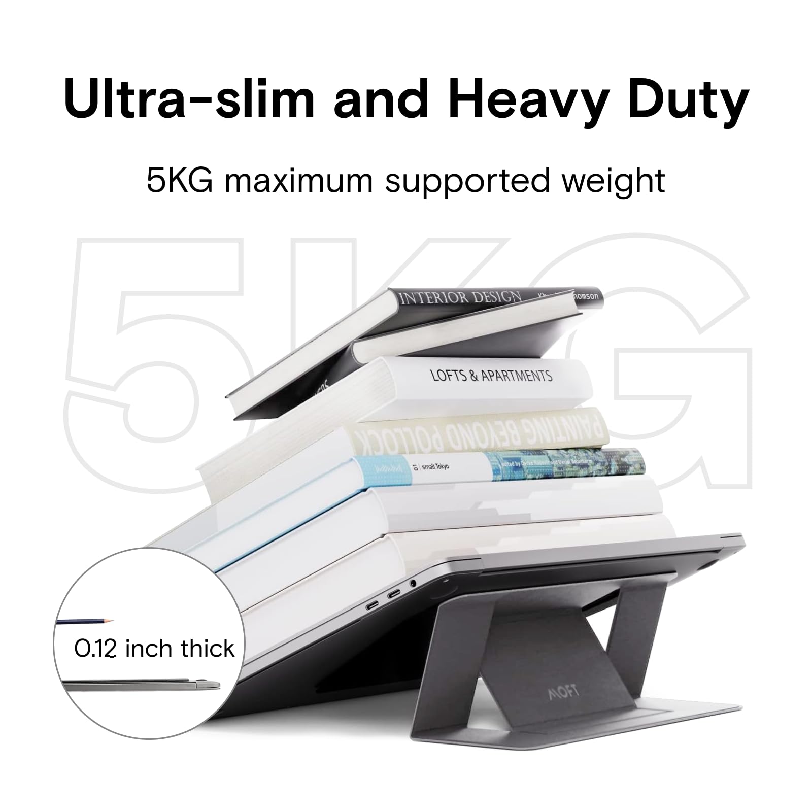 Moft Invisible Slim Laptop Stand, Adhesive And Reusable, Adjustable Perfect Viewing Angles, Compatible With Laptops Up To 15.6''