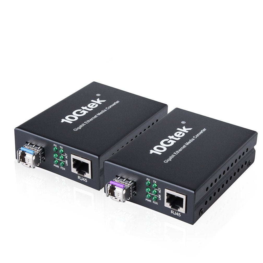 Ipolex A Pair Of Bidi Gigabit Single Mode Lc Fiber To Ethernet Media Converter, With Bidi Sfp Lx Module, 1310Nm/1550Nm, Smf, Up