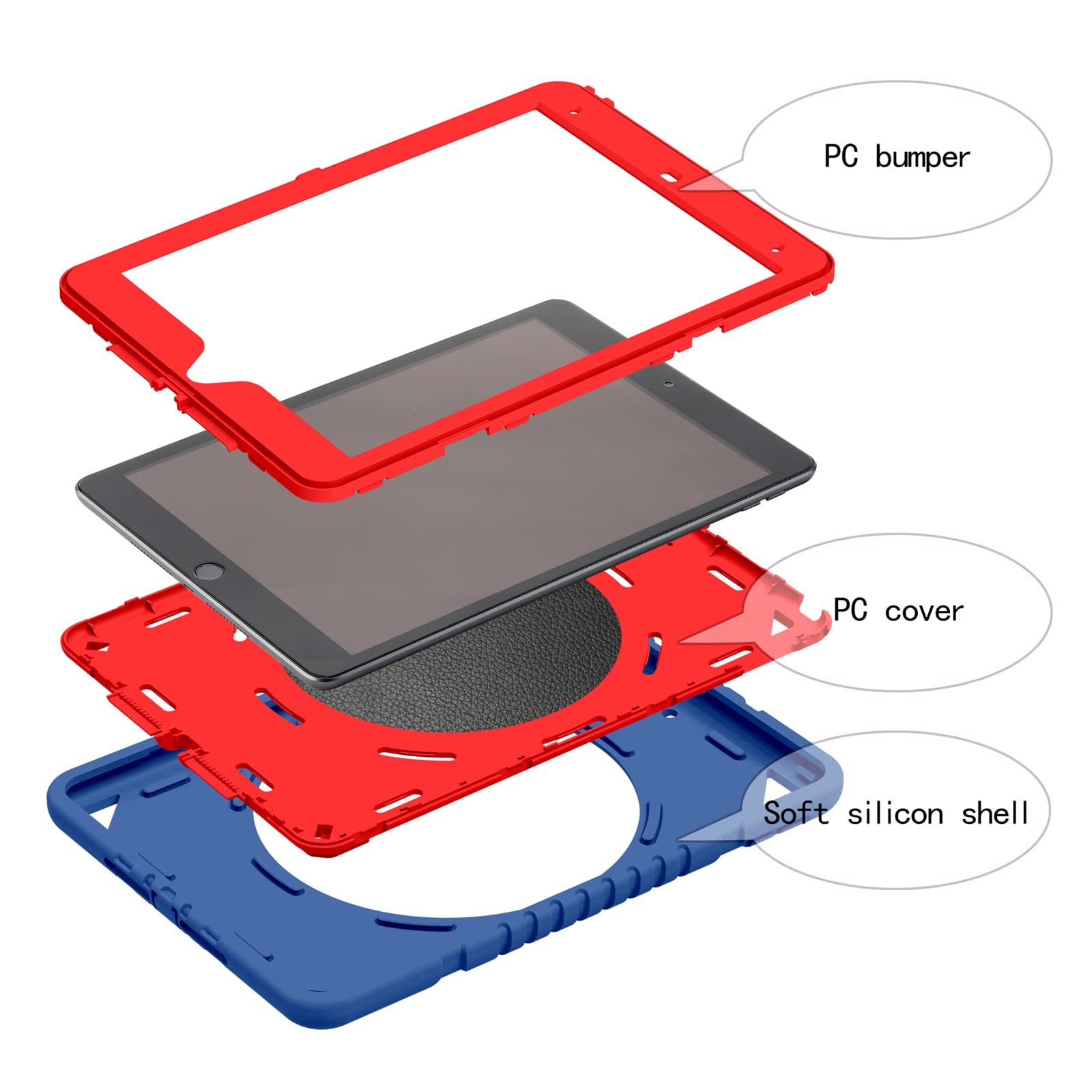 Xzc Ipad 9Th 8Th 7Th Generation Case (Ipad 102 Case 202120202019) Heavy Duty Shockproof Rugged Cover With Rotating Standpencil H