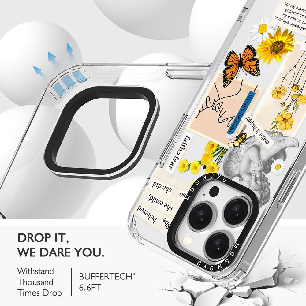 Mosnovo Case For Iphone 15 Pro, [Buffertech 6.6Ft Military Grade Drop Protection] [Anti Peel Off Tech] Clear Tpu Bumper Phone Ca