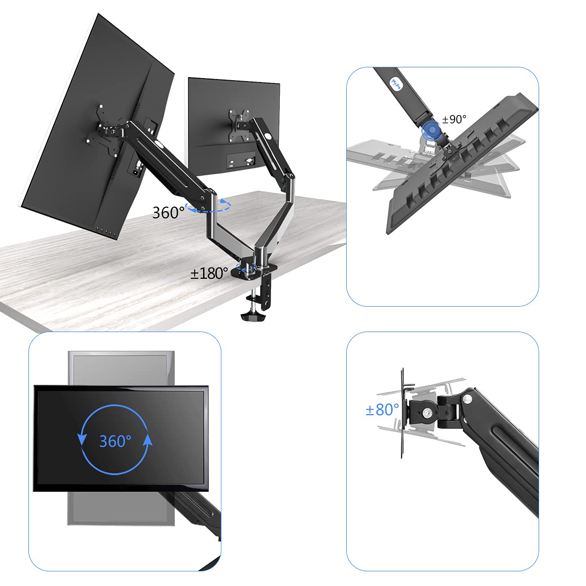 Suptek Dual Monitor Mount Stand Height Adjustable Gas Spring Monitor Arm Desk Mount For 2 Computer Screens 17 To 27 Inches   Eac