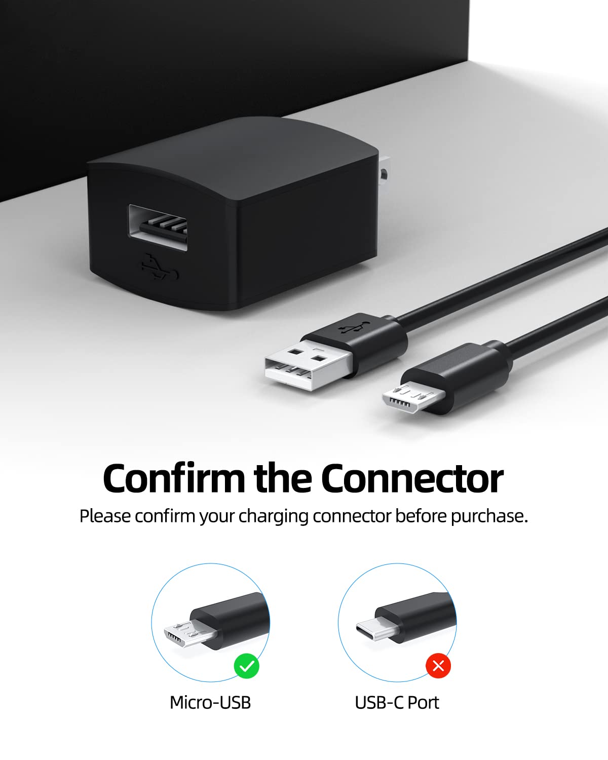 Micro Usb Wall Charger Fit For Samsung Galaxy Tab A, E, S2, 3, 4, 7.0' 8.0' 9.6' 9.7' 10.1', Sm T580/350/280/113/377/560/713 Tablet With 5Ft Cable Power Cord