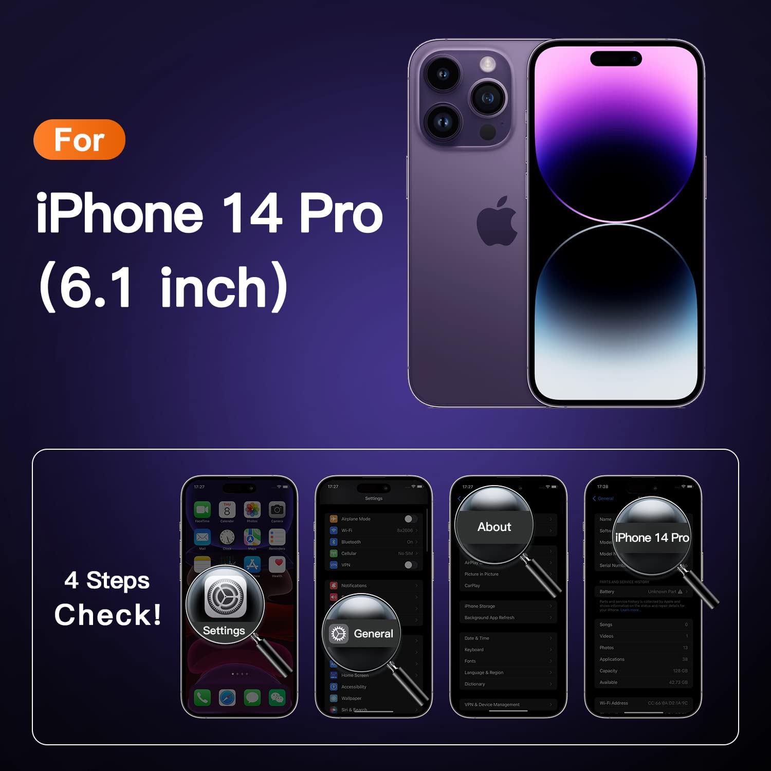 Canshn Clear Designed For Iphone 14 Pro Case, [3.0Mm Raised Airbags][Not Yellowing] Shockproof Protective Phone Case Cover With