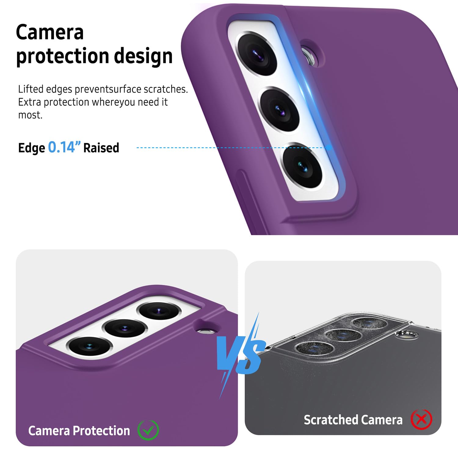 Meifei Case For Galaxy S22 5G Case, Silicone Case For Samsung S22 6.1 Inch Case Liquid Hard Pc Soft Silicone Gel Rubber Bumper S