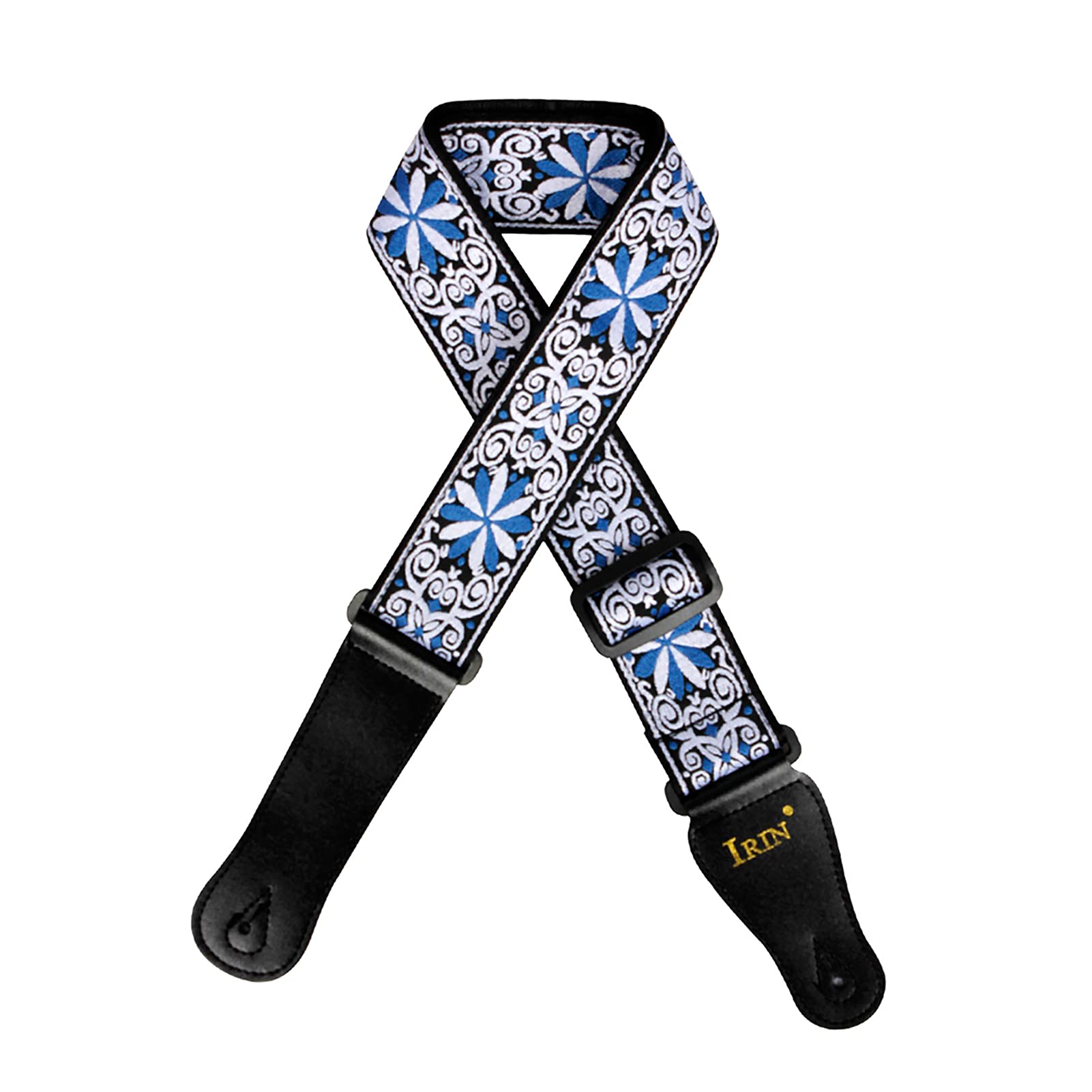 Ubervia GS02 Adjustable Embroidery Guitar Straps for Acoustic Electric Guitars Bass Accessories Blue