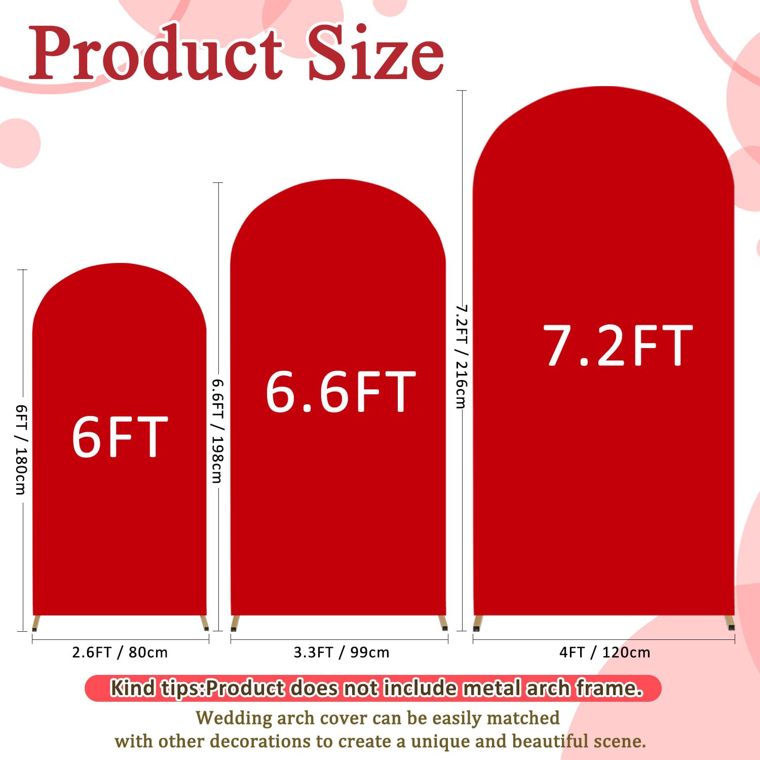 Fotsharer 7.2Ft 6.6Ft 6Ft Wedding Arch Cover Set Of 3 Lavender Arch Cover Backdrop Fabric Spandex Arch Backdrop Cover For Metal