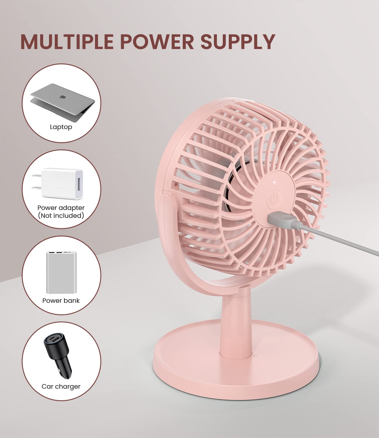 Small Personal Usb Powered Fan With 4 Speeds, Portable Desk Fans With 310 Rotation, Mini Powerful Table Fans, Ultra Quiet Air Co