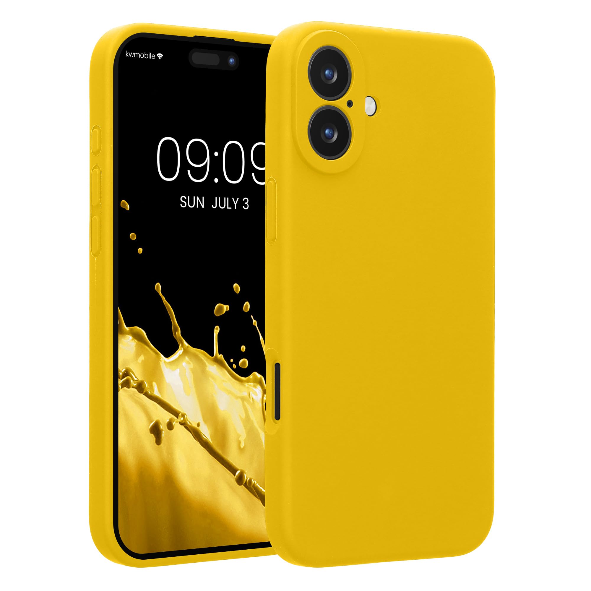 kwmobile Case Compatible with Apple iPhone 16 Plus Case - Slim TPU Silicone Phone Cover - Soft Touch Finish - Radiant Yellow