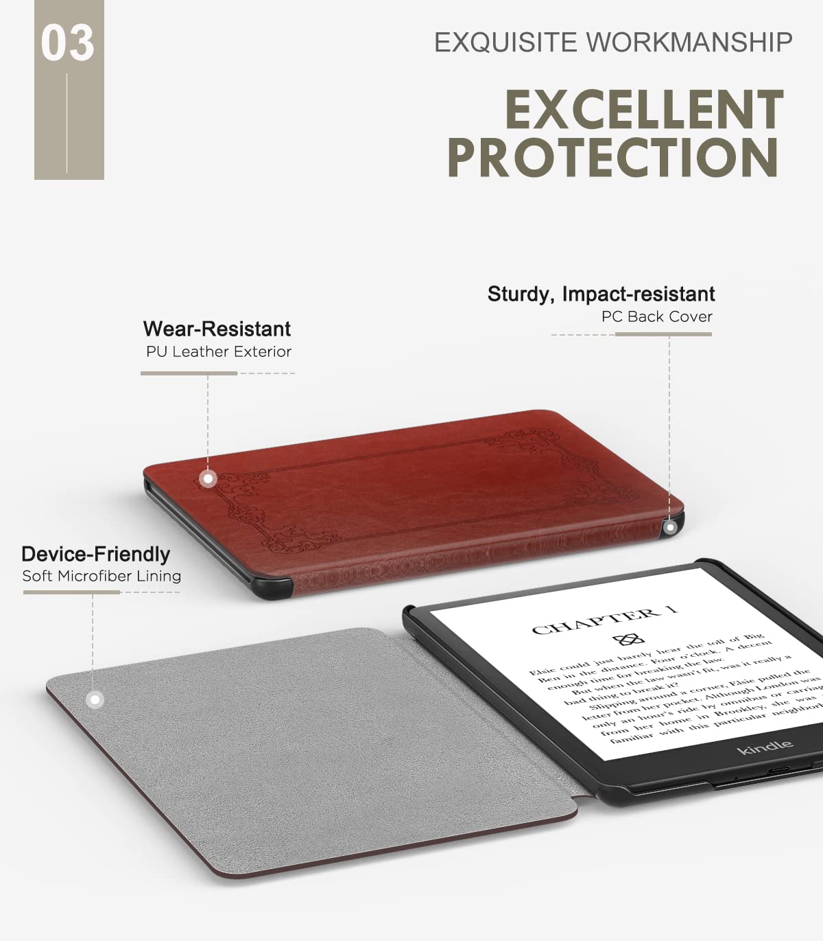 MoKo Case for 6.8' Kindle Paperwhite (11th Generation 2021) and Kindle Paperwhite Signature Edition, Light Shell Cover with Auto Wake/Sleep for Kindle Paperwhite 2021 E Reader, Vintage Style