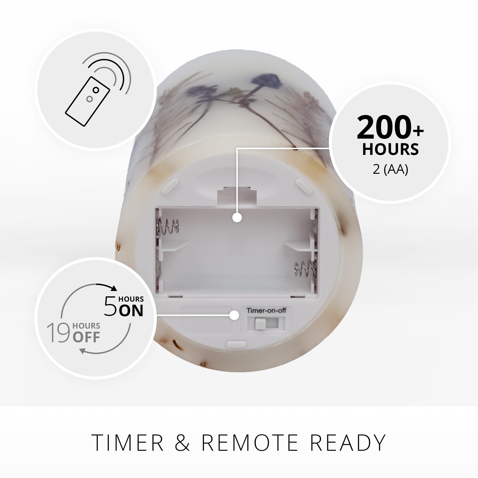 Luminara Realistic Artificial Moving Flame Pillar Candle With Lavender & Rosemary Inclusion   Moving Flame Led Battery Operated