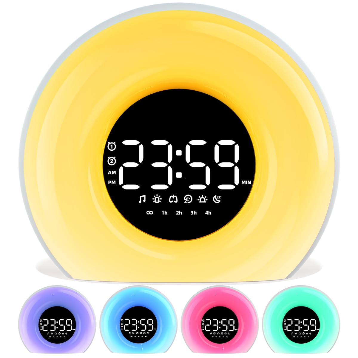 Orangelight Wake Up Light Sunrise Alarm Clock For Bedroom Sunrise Sunset Simulation 25 Natural Sounds 13 Colors Light Dual Alarm