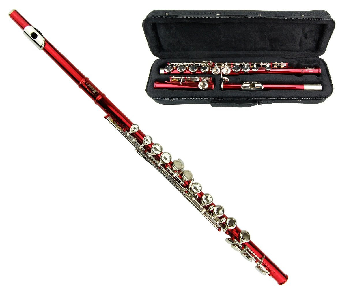 MERANO RED LACQUER PLATED FLUTE KEY OF C WITH CASE