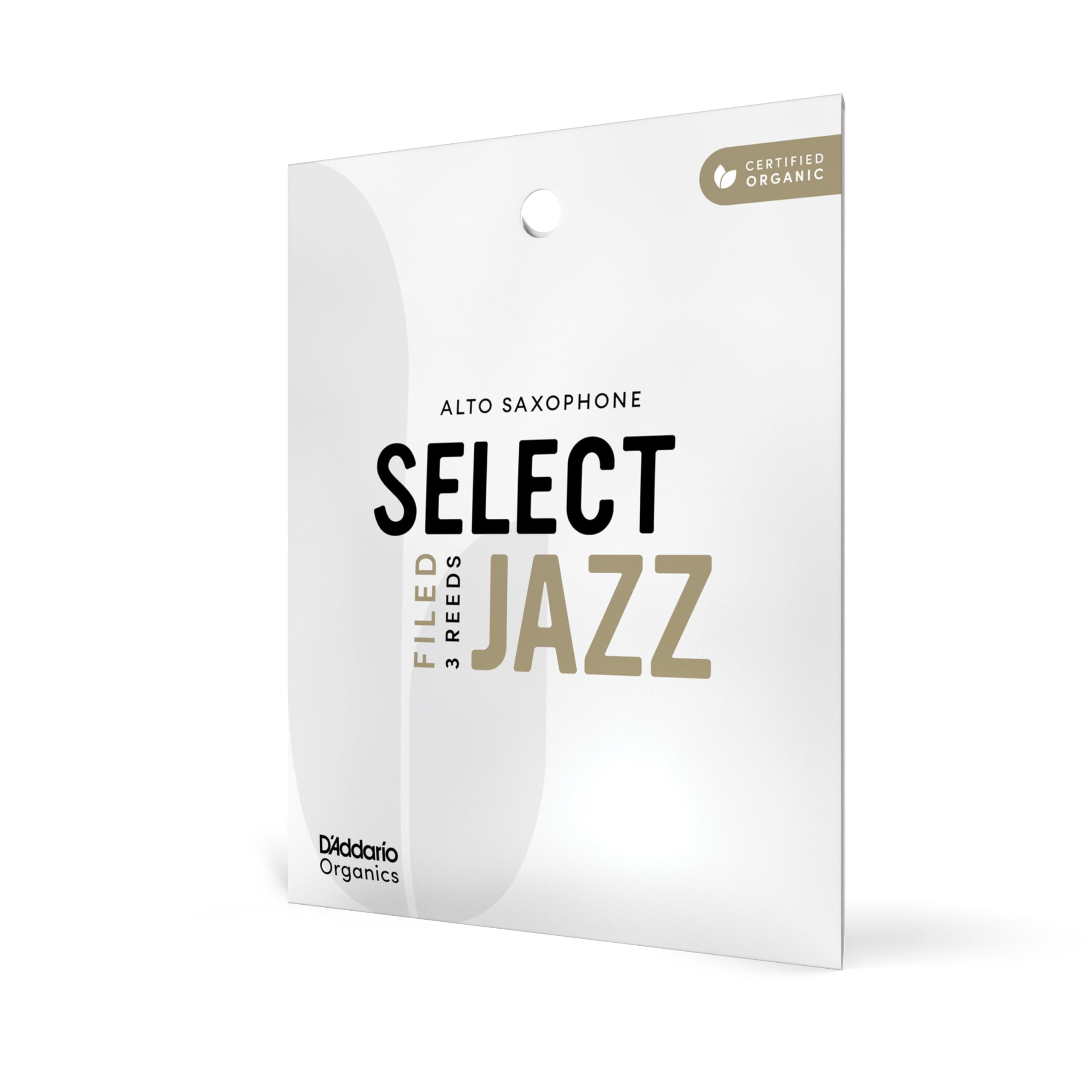 DAddario Organic Select Jazz Filed Alto Saxophone Reeds - Sax Reeds - Individually Sealed - 2 Medium, 3 Pack