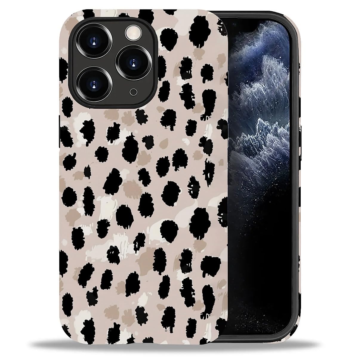 WANKBLC Compatible with iPhone 11 Pro Matte Case, Cute Black Brown Leopard Print Pattern for Girl Full Body Design Soft Silicone