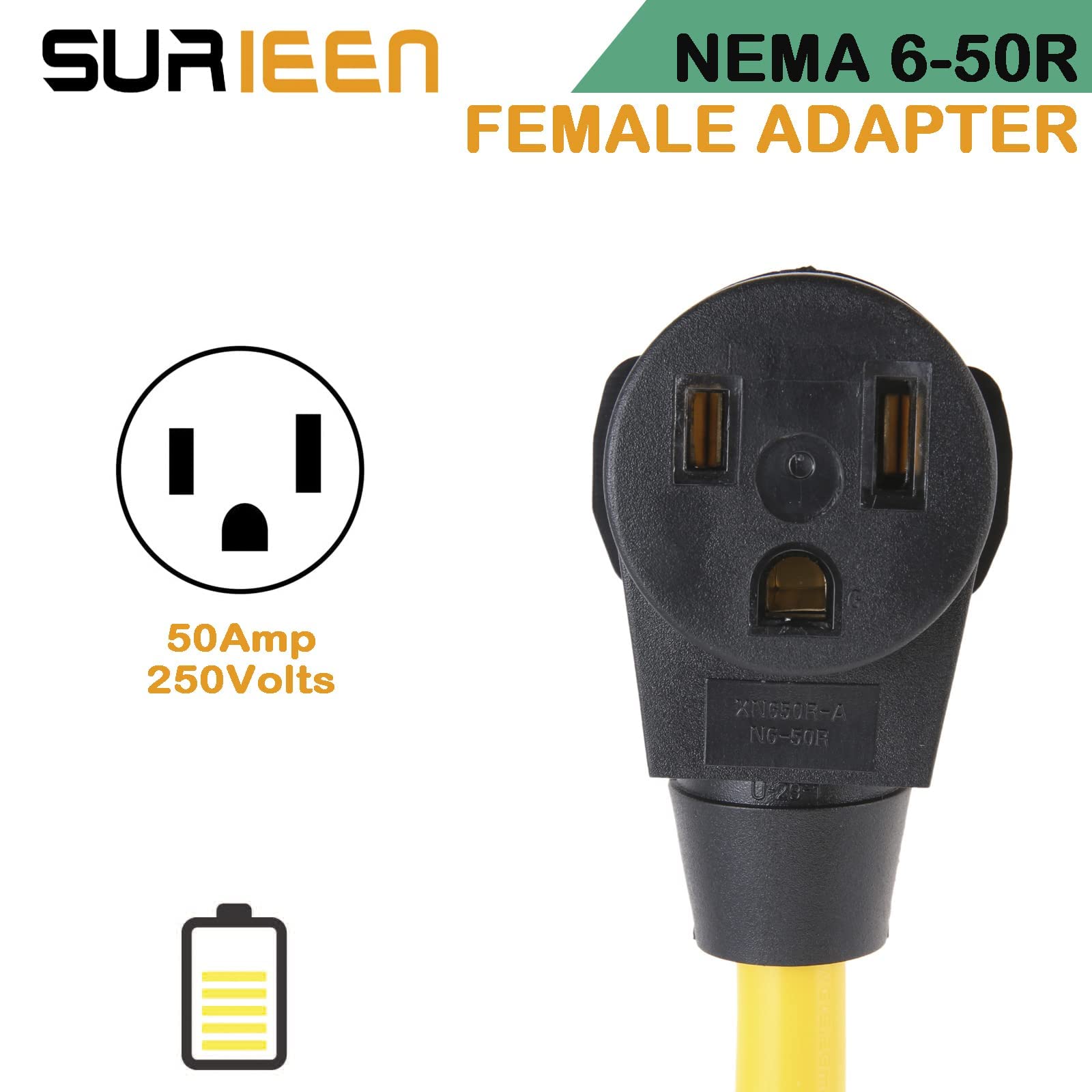 Nema L14 30P To 6 50R Generator Power Cord Welder Adapter, 1.5Ft 4 Prong To 3 Prong Generator To Welder Adapter Power Cord 125/2